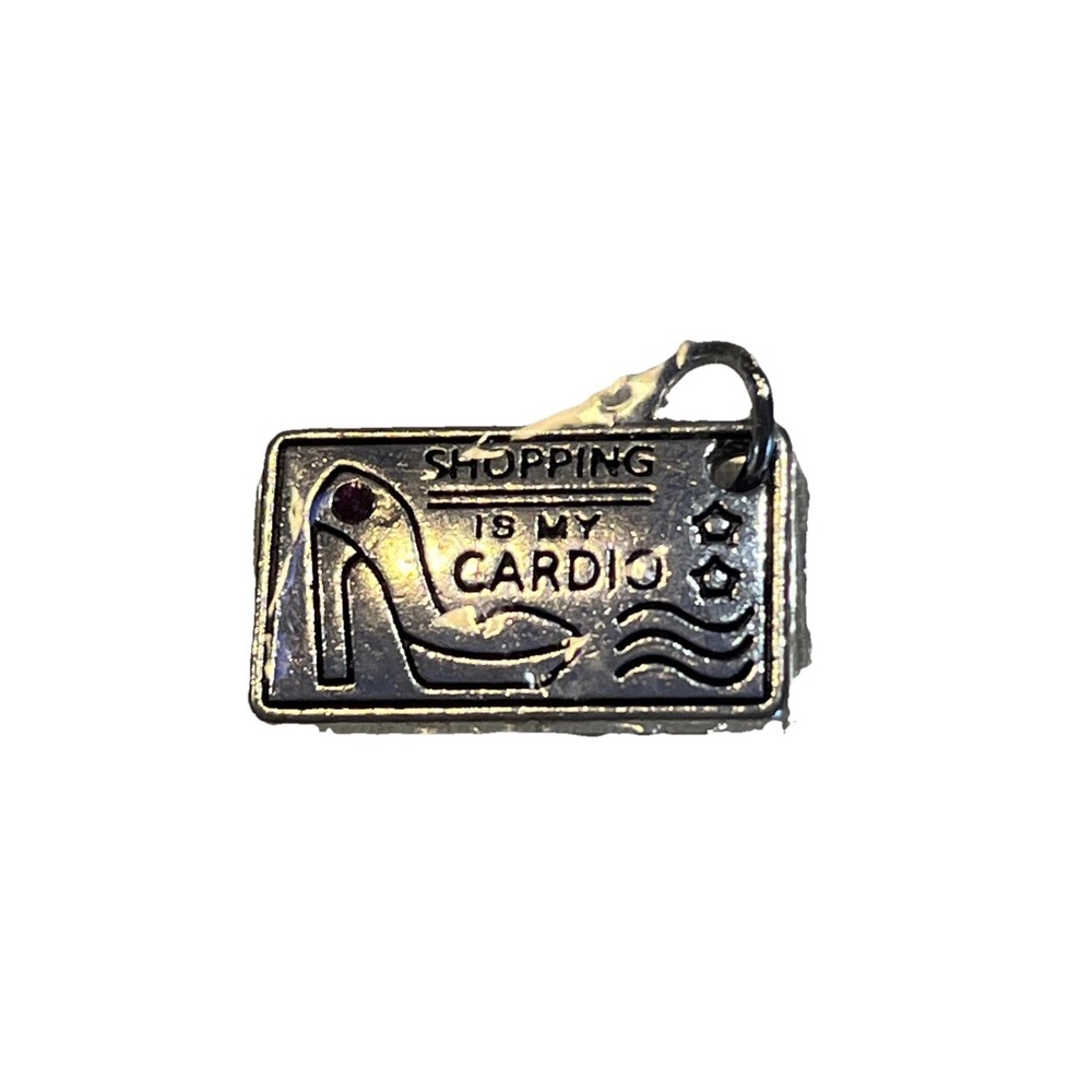 NEW Ladies' Silver Charm - "Shopping is my Cardio" - 3/4x1/2 Inch